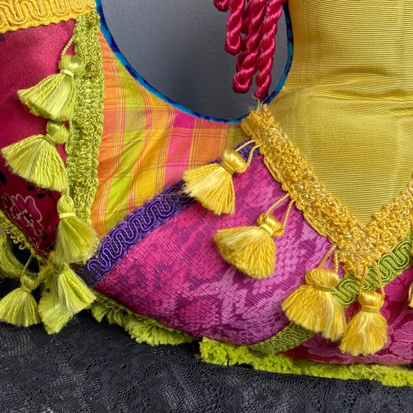 Vintage Colorful Patchwork Angel Decorative Pillow (OOAK) - Picture 7 of 16